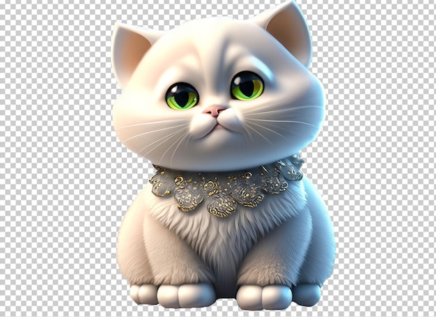 3d cute baby cat wearing beautiful frock in full body