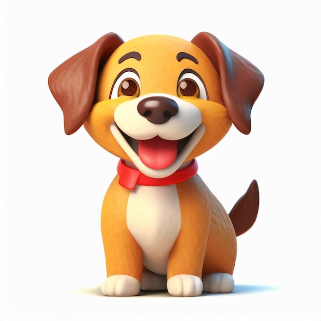 PSD 3d cute baby dog animal hyperrealistic illustration transparent background