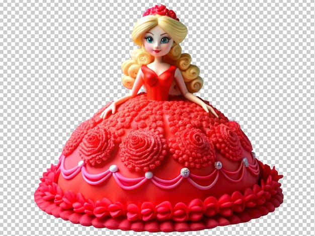 PSD barbie carina in 3d con la torta del vestito rosso