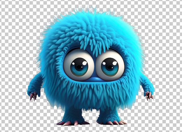 3d cute blue ferry monster