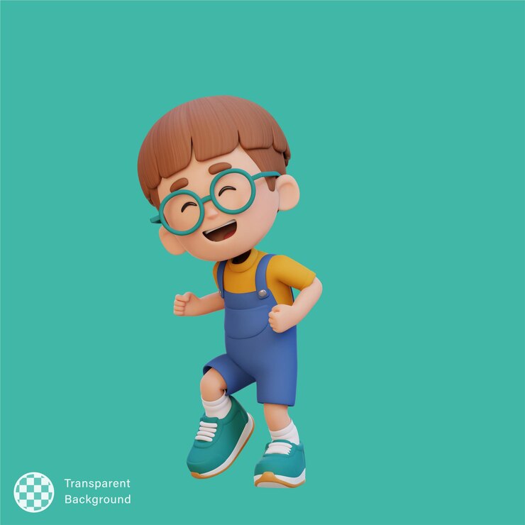 PSD 3d cute boy happy dancing