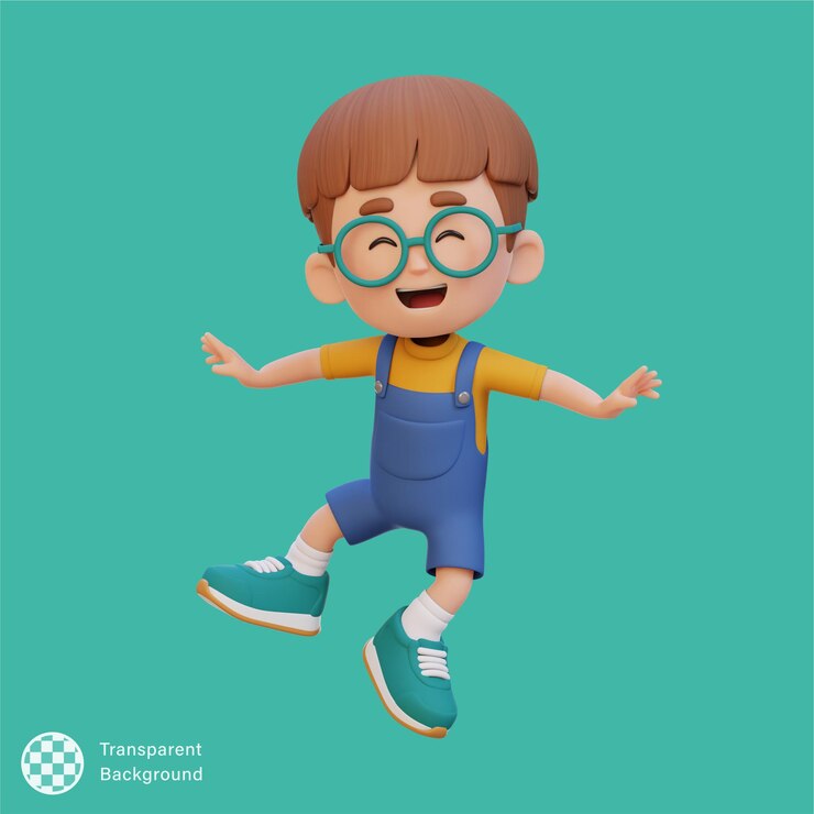 PSD 3d cute boy in jumping pose