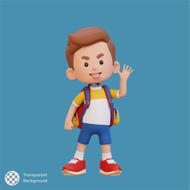 3d cute boy make fun of