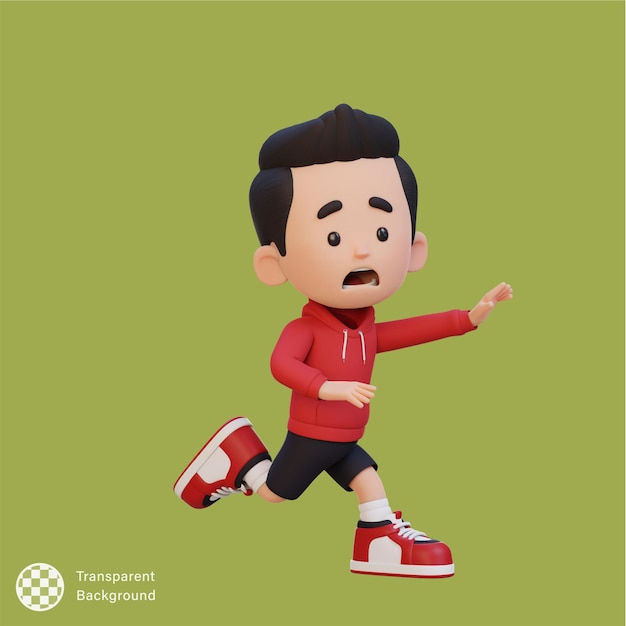 3D 귀여운 소년 무서운 달리기