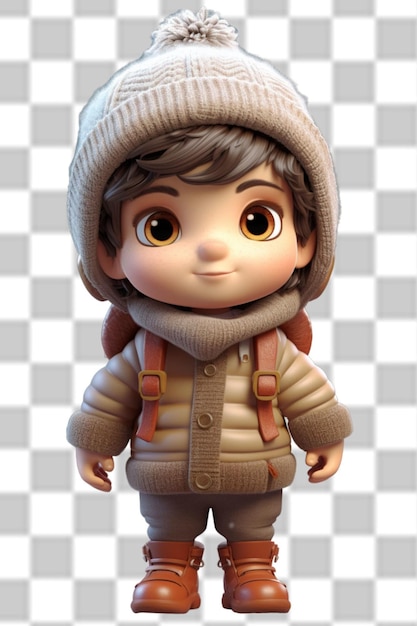 3d cute boy wearing beautiful winter jacket