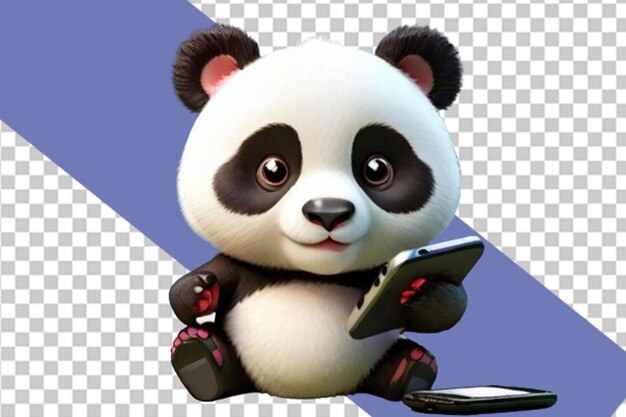 PSD 3d cute cartoon character panda on white background