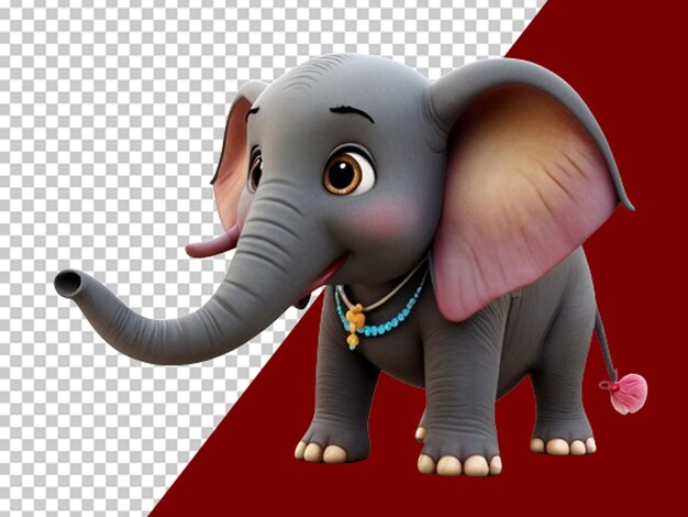 PSD 3d elefante simpatico cartone animato adorabile e adorabile