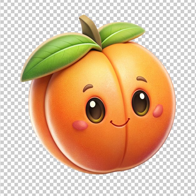 PSD 3d cute cartoon peach sticker transparent background