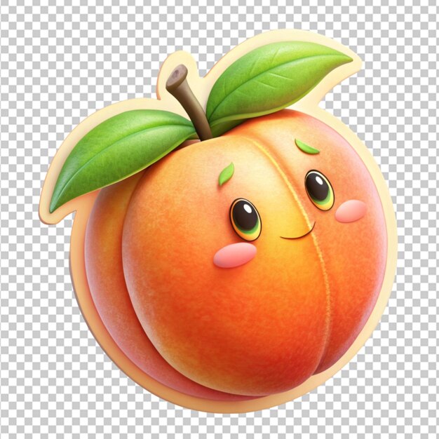 PSD 3d cute cartoon peach sticker transparent background