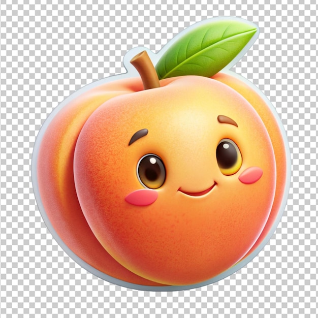 PSD 3d cute cartoon peach sticker transparent background