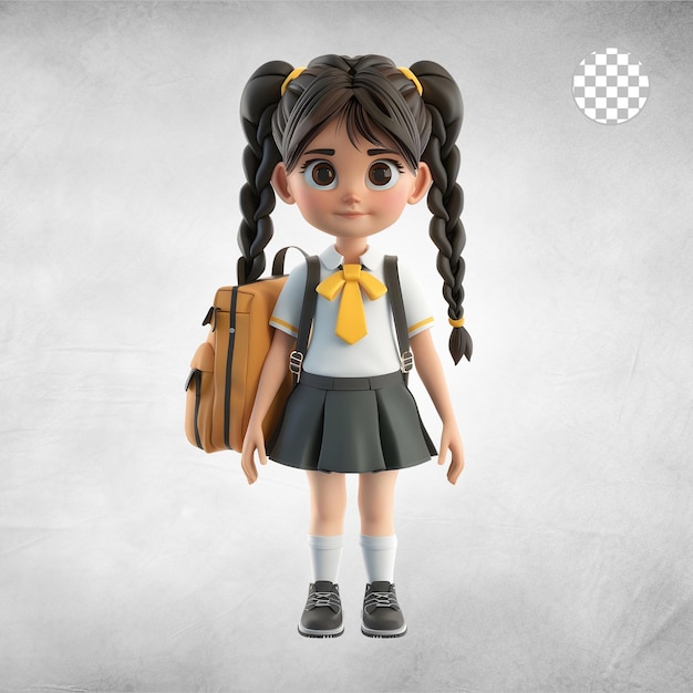 PSD 3d cute cartoon student isolated on transparent background playful transparent png character