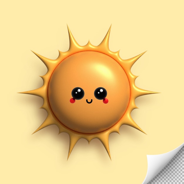 3d cute cartoon sun