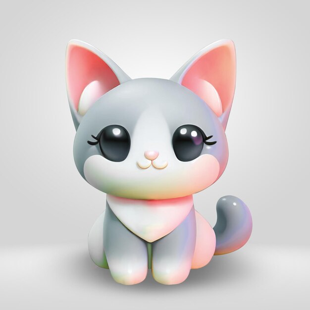 3D cute cat animal illustration