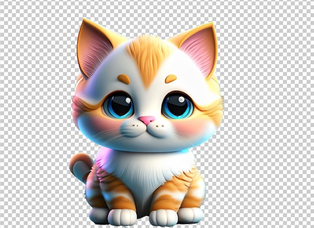 PSD gatto sveglio 3d con il fiore