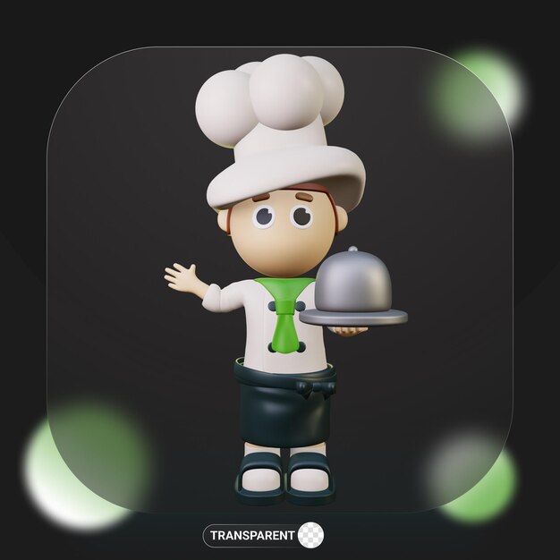 PSD 3d cute character chef profession