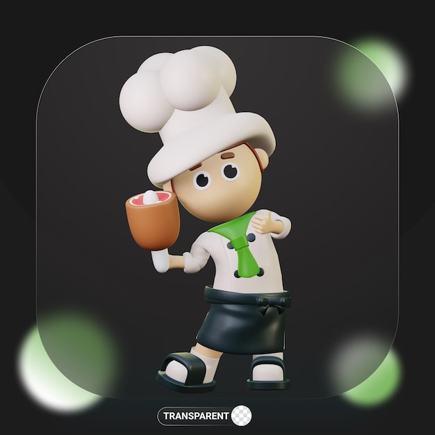 PSD 3d cute character chef profession