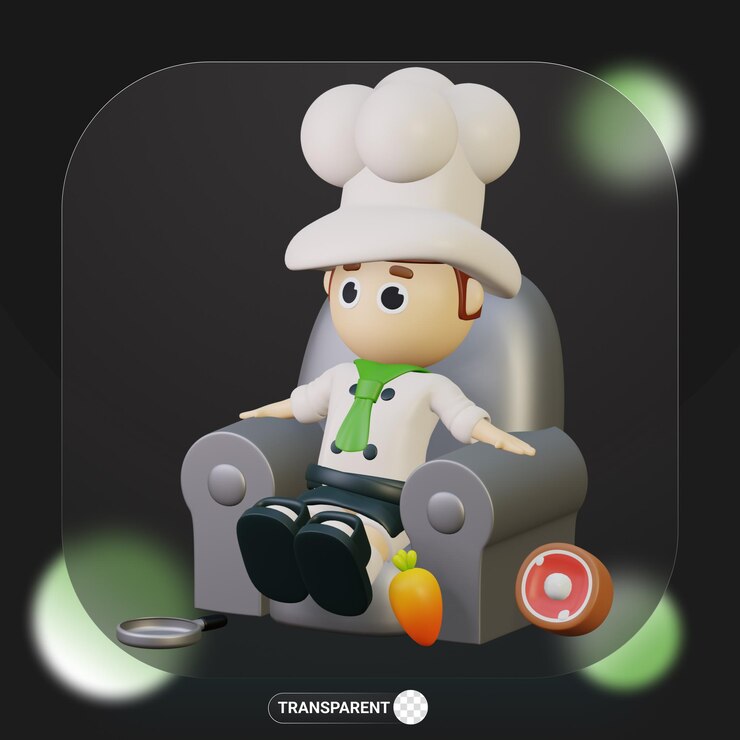 PSD 3d cute character chef profession
