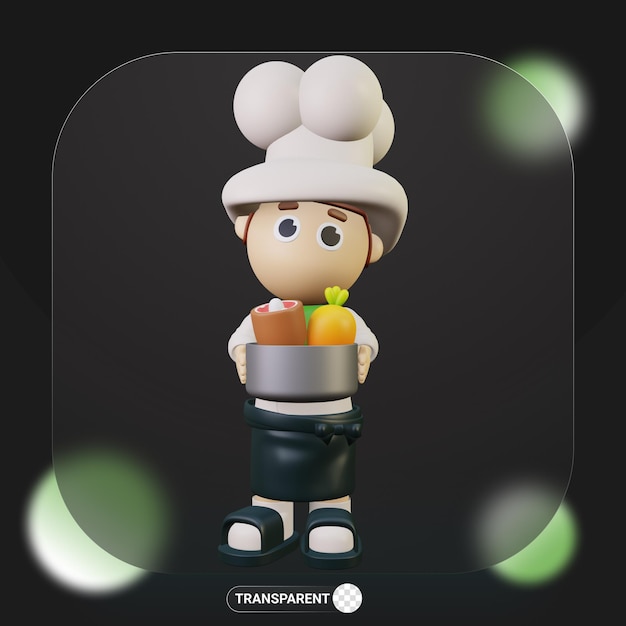 3d cute character chef profession