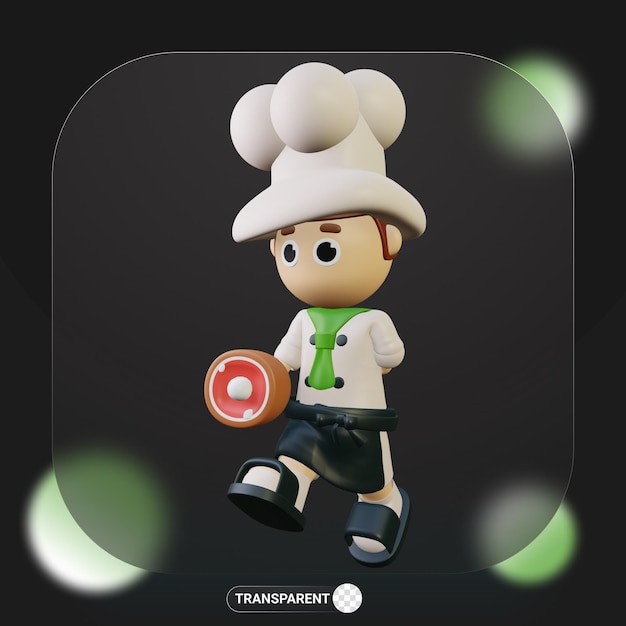 3d cute character chef profession