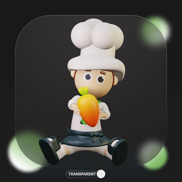 PSD 3d cute character chef profession