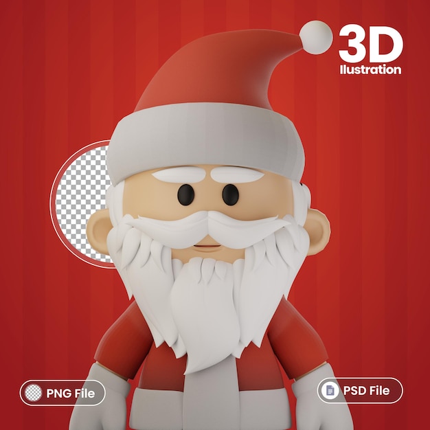 PSD 3d cute character santa christmas theme