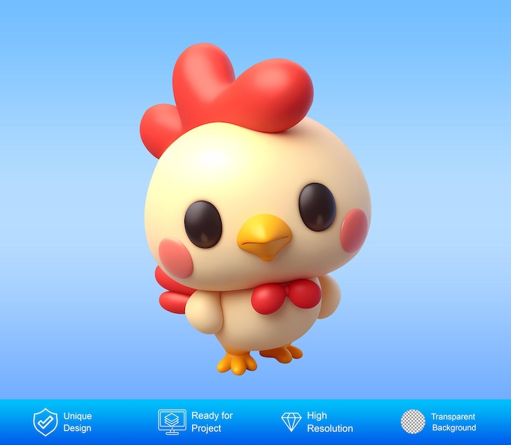 PSD 3d cute chick cartoon animal character