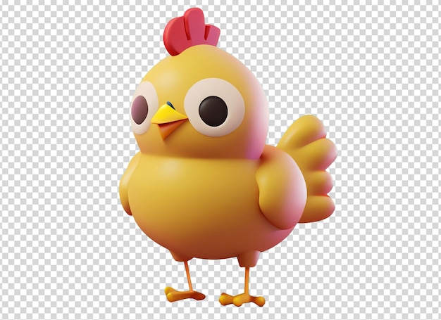 PSD clip di pollo carino in 3d