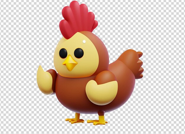 PSD clip di pollo carino in 3d