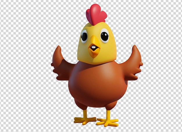 PSD clip di pollo carino in 3d