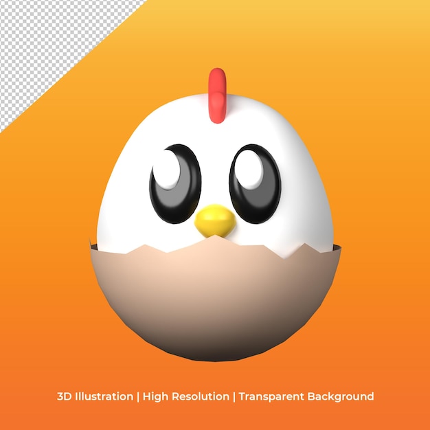 PSD 3d cute chicks character in egg