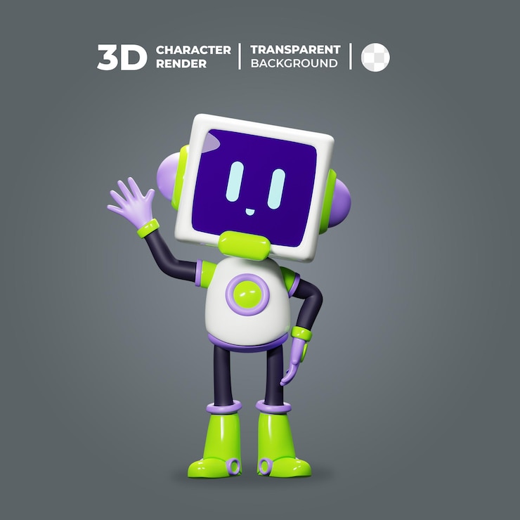 PSD 3d cute cool robot happy