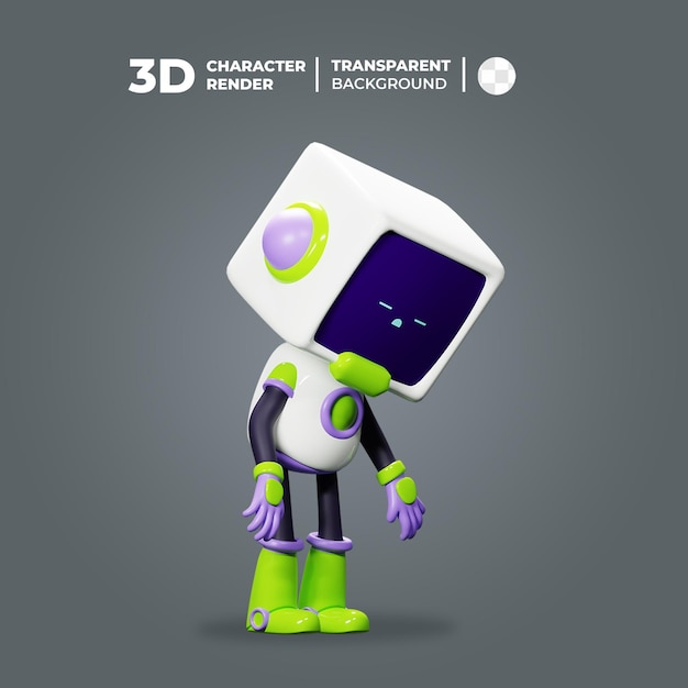 3d cute cool robot sleepy