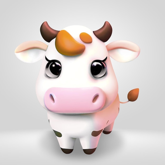 3d cute cow cattle animal illustration