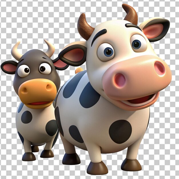 PSD 3d cute cow clipart png