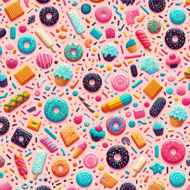 PSD 3d cute donut pattern