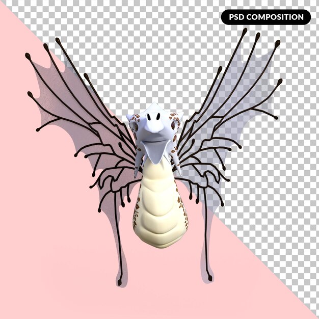 3D 可愛的龍插圖 孤立的優質PSD