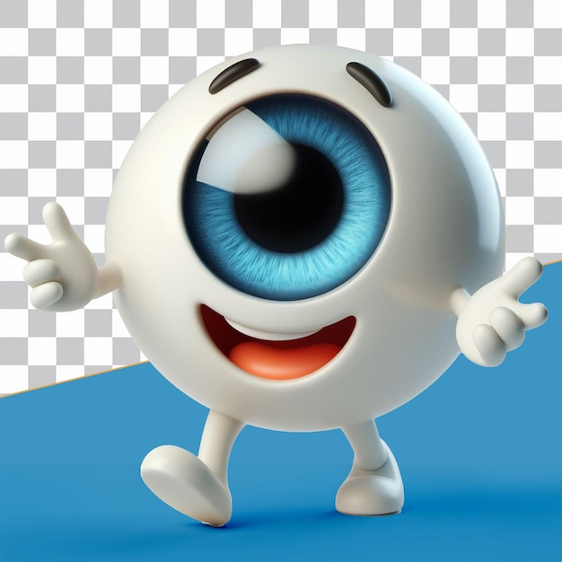 PSD 3d cute eye personage met transparante achtergrond