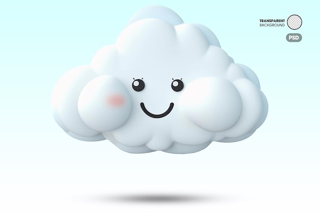 3D cute face in a cloud