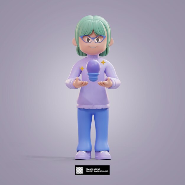 PSD 3d cute female entrepreneur character illustration isolated