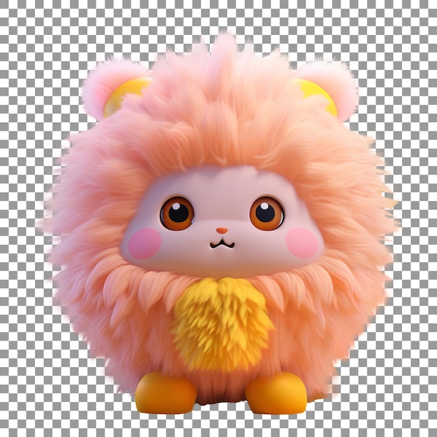 PSD 3d cute fluffy cartoon isolated on transparent background