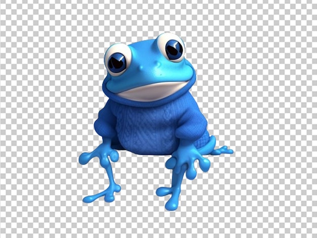 PSD 3d cute frog in a blue jacket