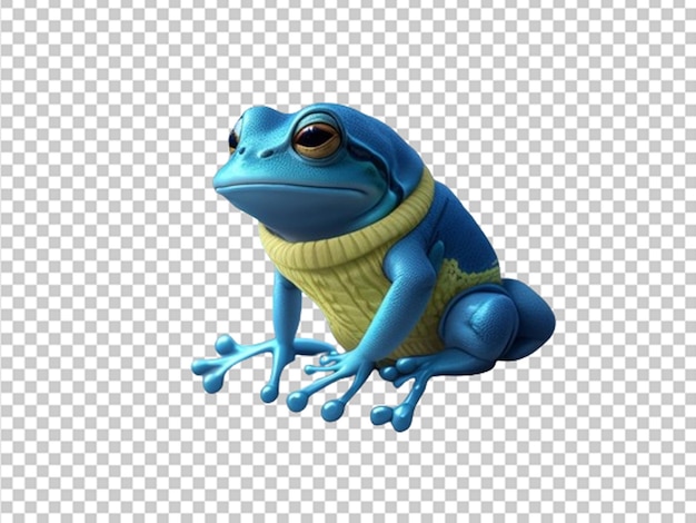 PSD 3d cute frog in a blue jacket