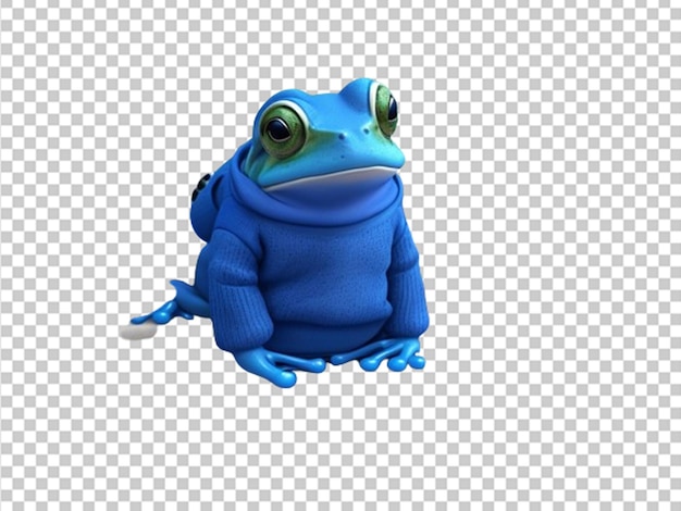 PSD 3d cute frog in a blue jacket