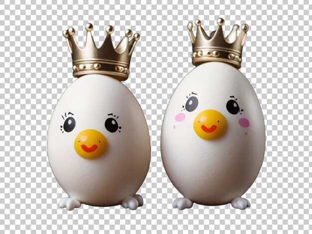 3d cute funny white royal egg couple wearing crown