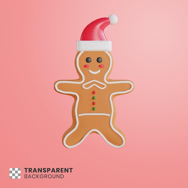 3d cute gingerbread with Santa Claus caps