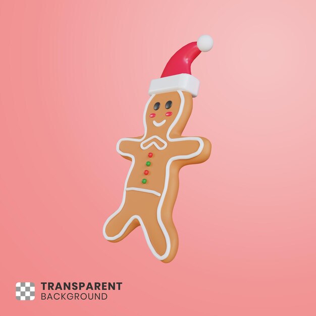 3d cute gingerbread with Santa Claus caps