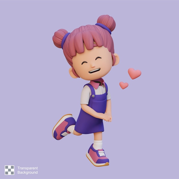 PSD 3d cute girl character in love