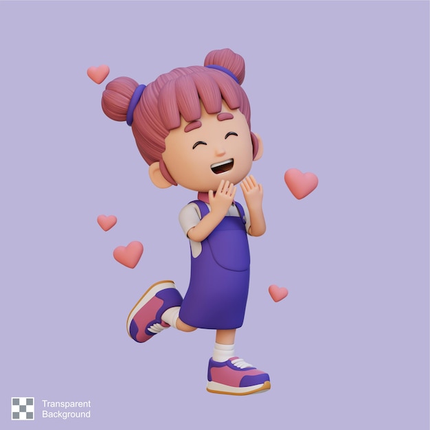 PSD 3d cute girl character in love