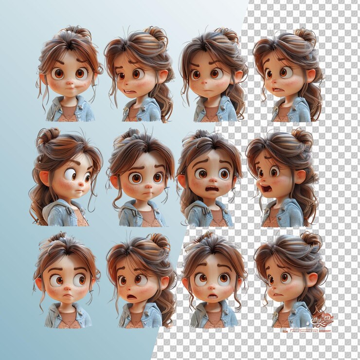 PSD 3d cute girl on transparent background