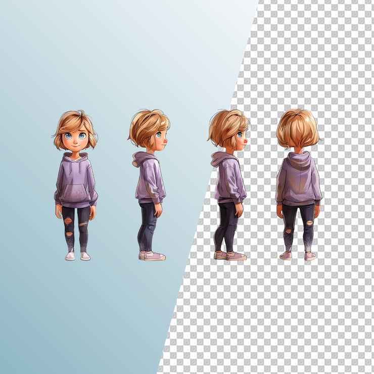 PSD 3d cute girl on transparent background